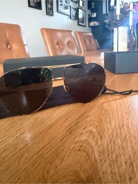 Gold Frame Dior Aviator Sunglasses with Dark Lenses